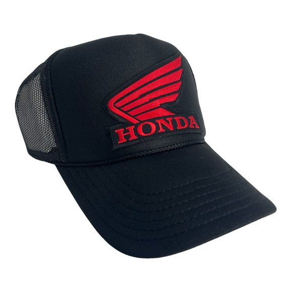 NEW VINTAGE STYLE HONDA MOTORS BLACK TRUCKER HAT CAP ADULT SIZE TRENDY RETRO - Picture 1 of 3